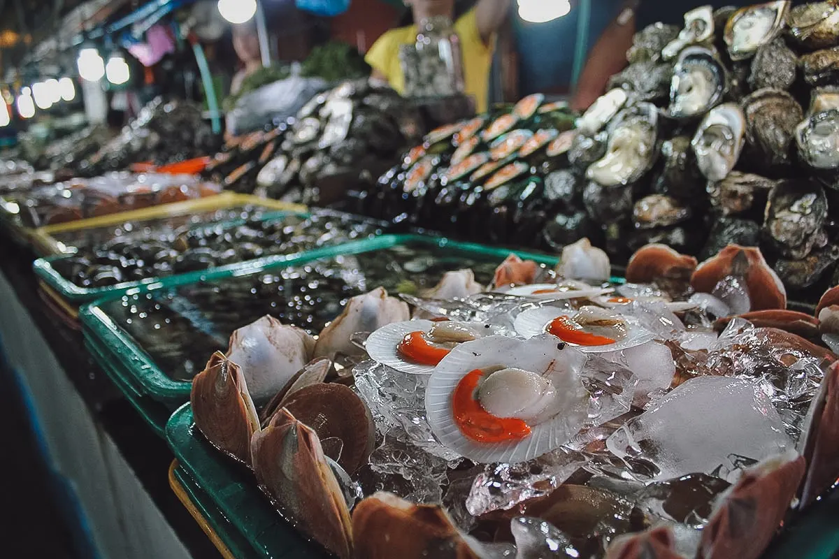 Fresh seafood at a wet market in Manila