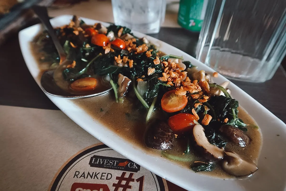 Vegetable dish at a restaurant in Metro Manila