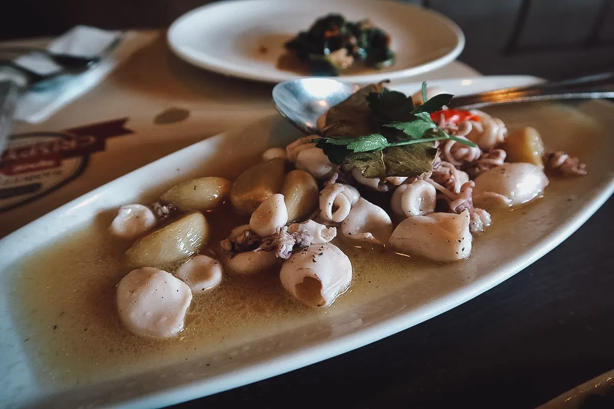 The Best Restaurants in Manila Squid dish at a restaurant in Metro Manila