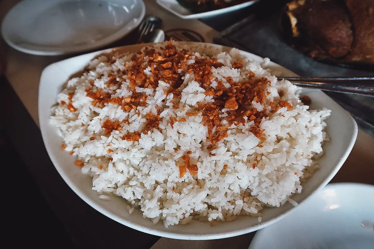 Garlic fried rice at a restaurant in Metro Manila