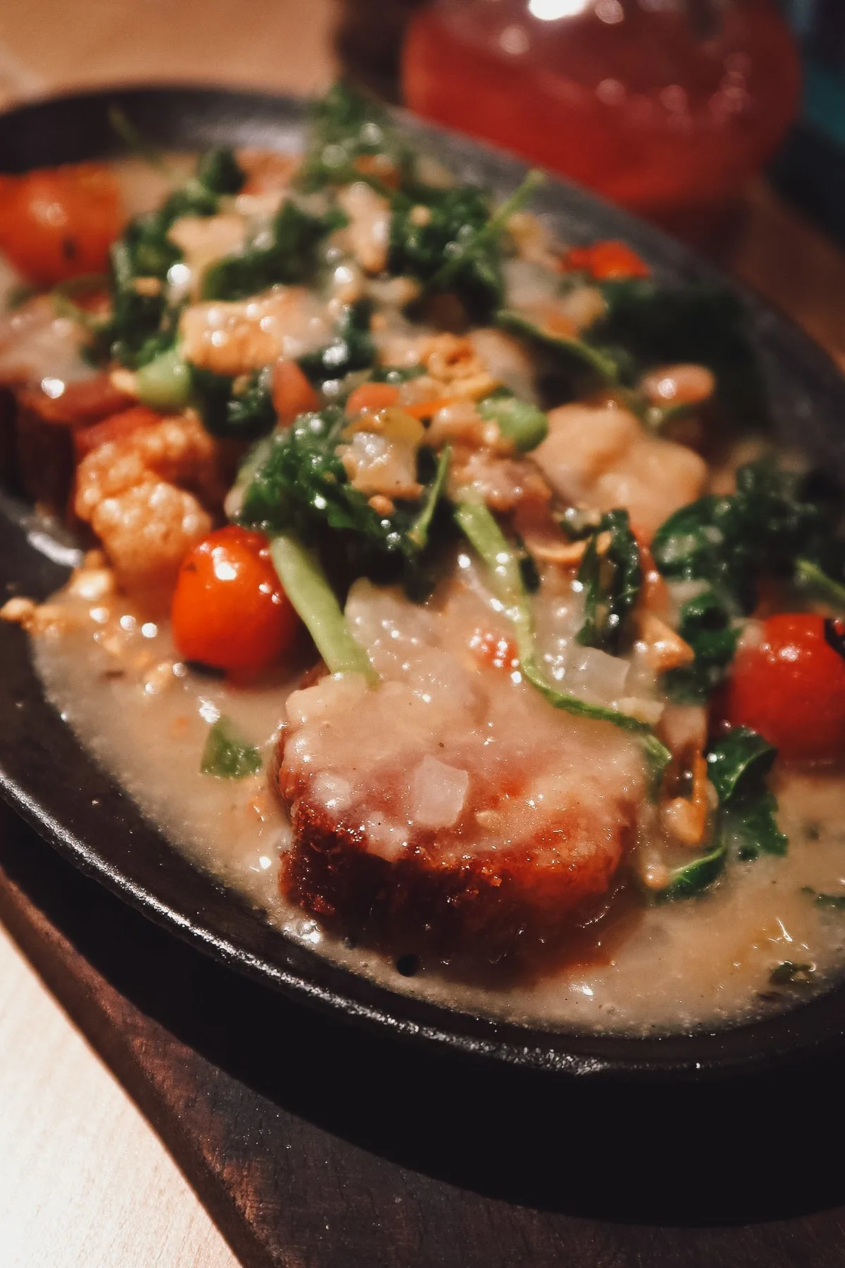 Crispy sinigang at a restaurant in Metro Manila