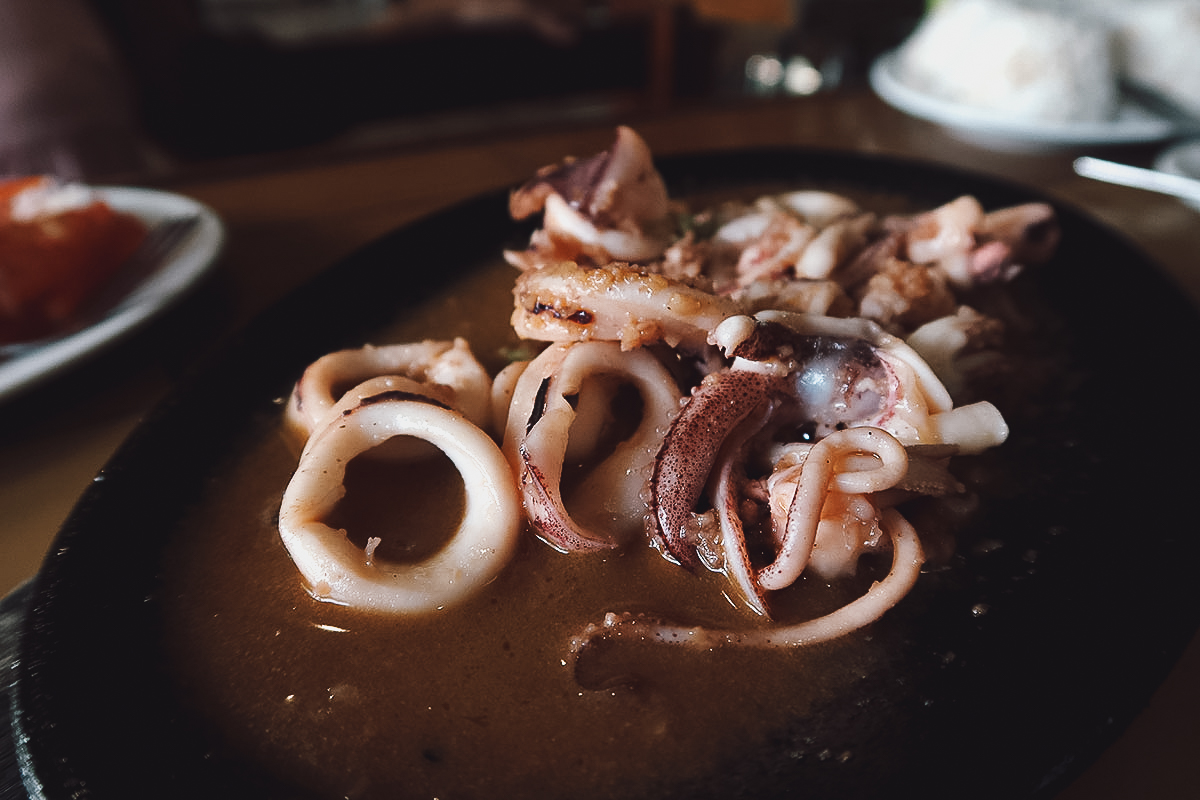 Squid dish at a restaurant in Manila