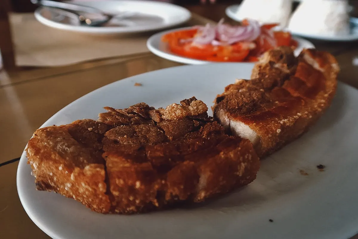 Fried pork belly at a restaurant in Manila