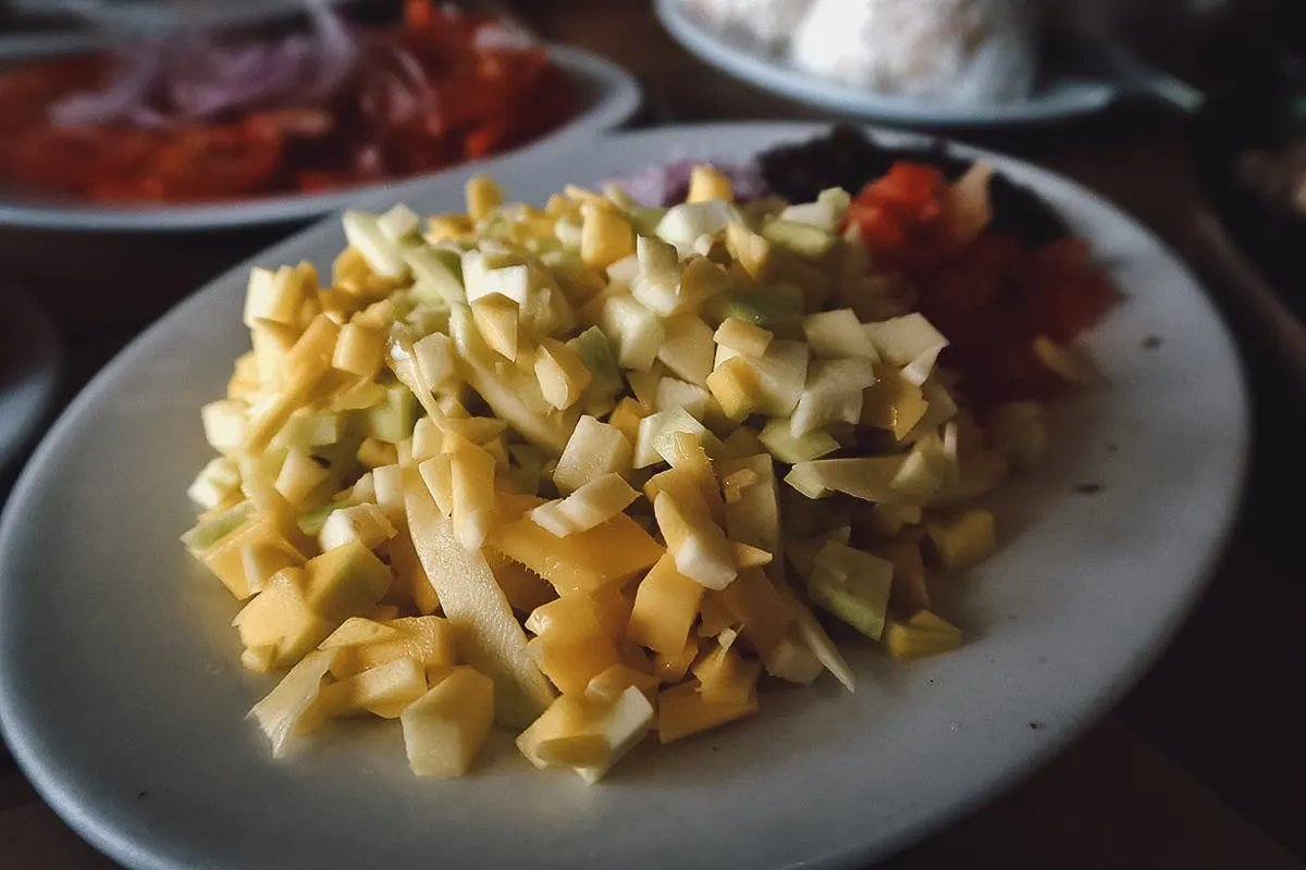 Green mango dish at a restaurant in Manila