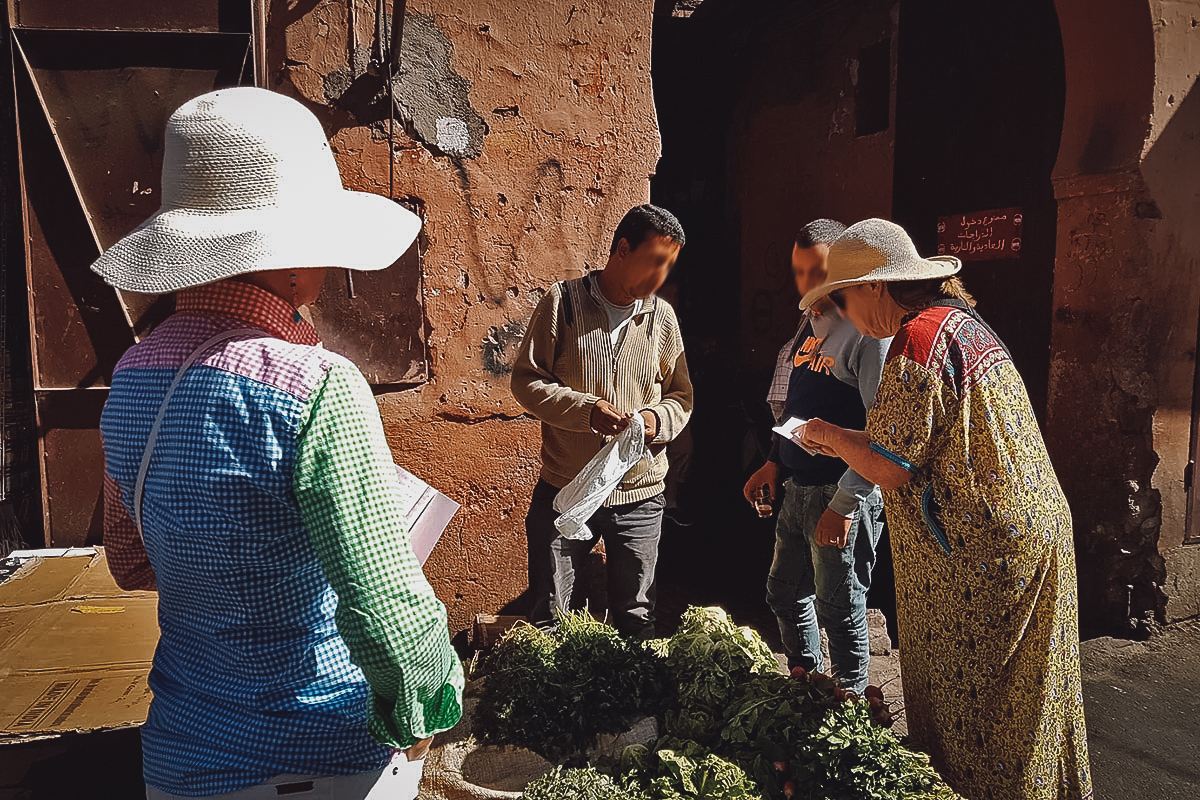 Shopping for ingredients at a Moroccan market