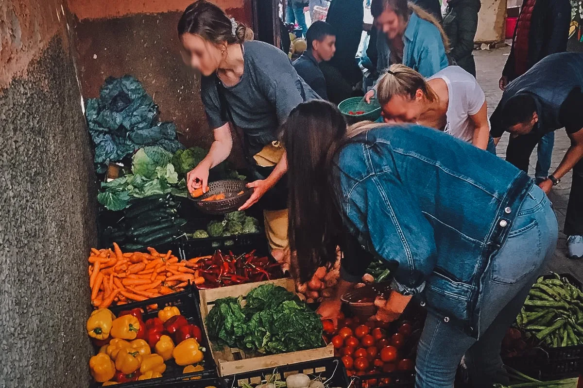 Shopping for ingredients at a Moroccan market