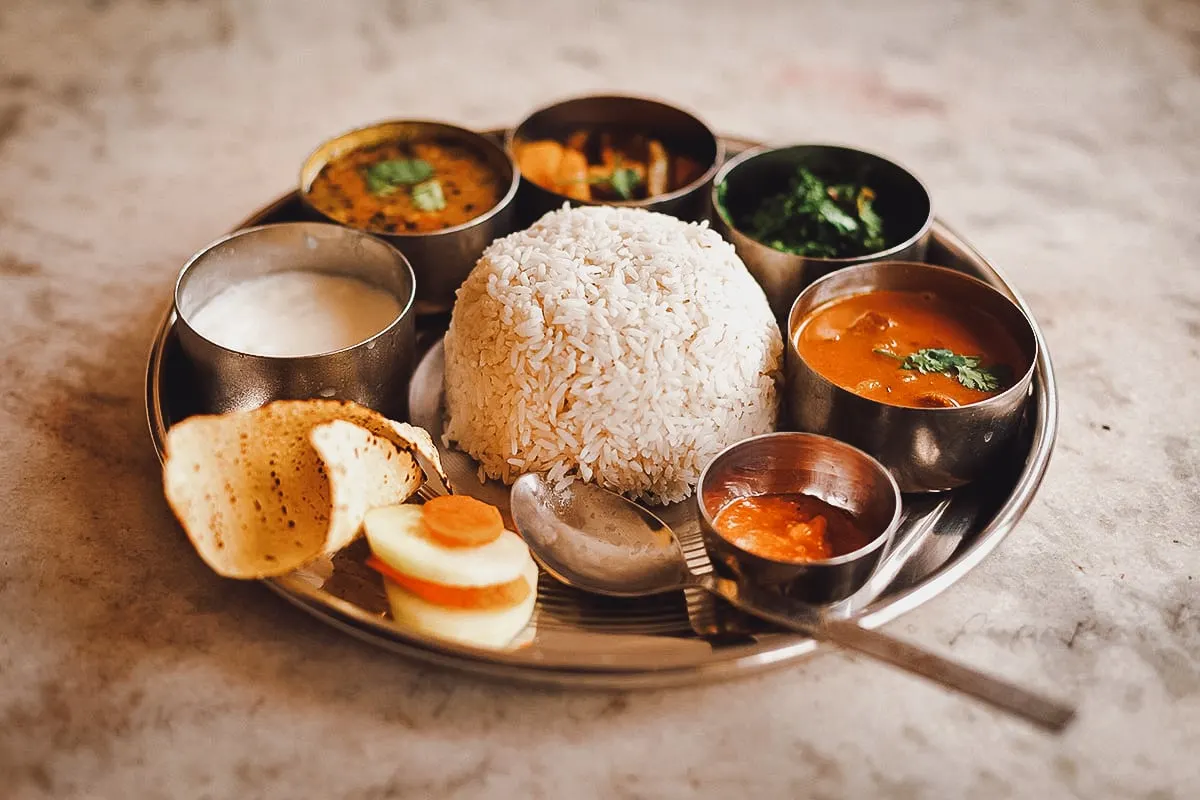 Nepalese Food Dal bhat, the national dish of Nepal