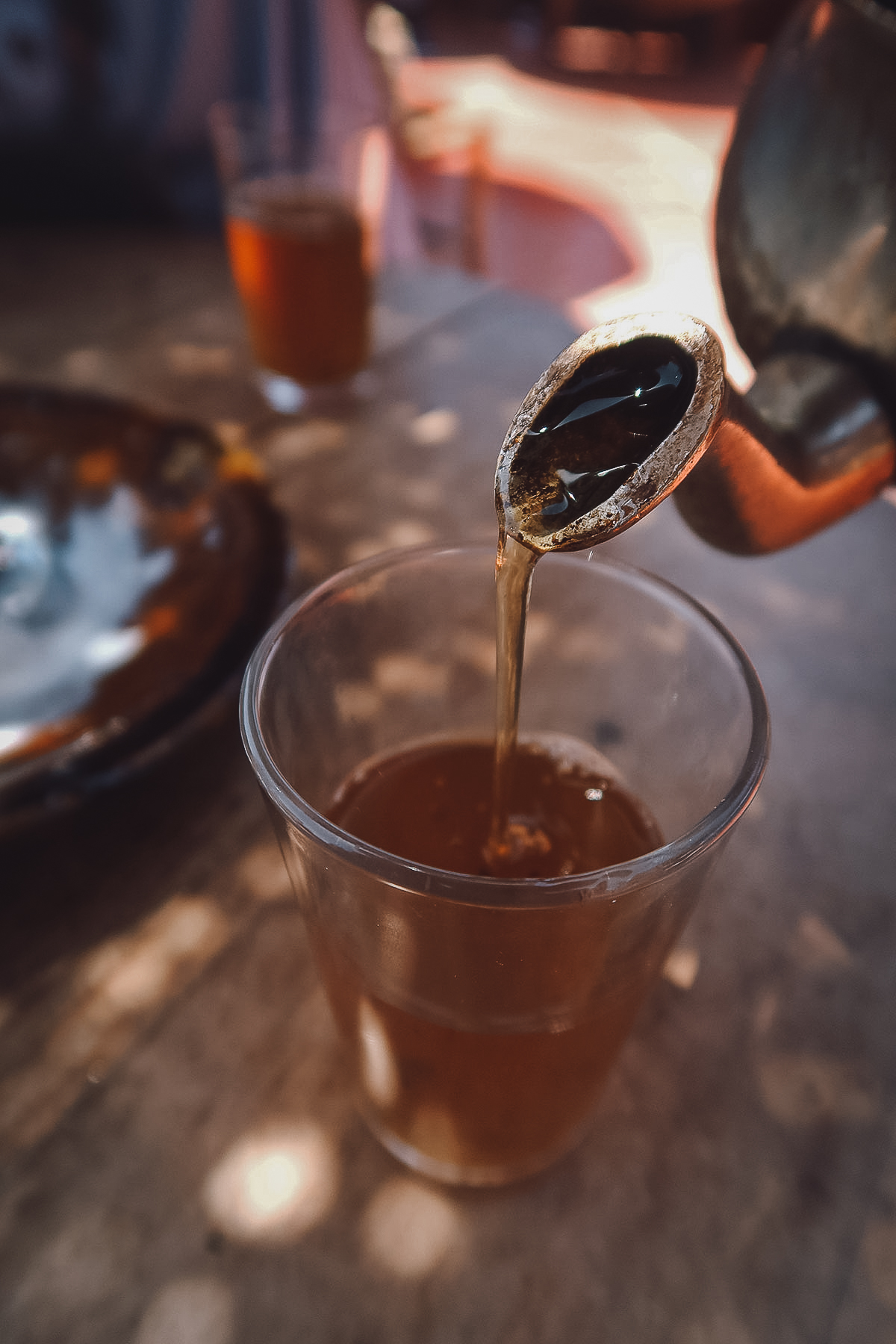 Moroccan tea at a restaurant in Marrakech