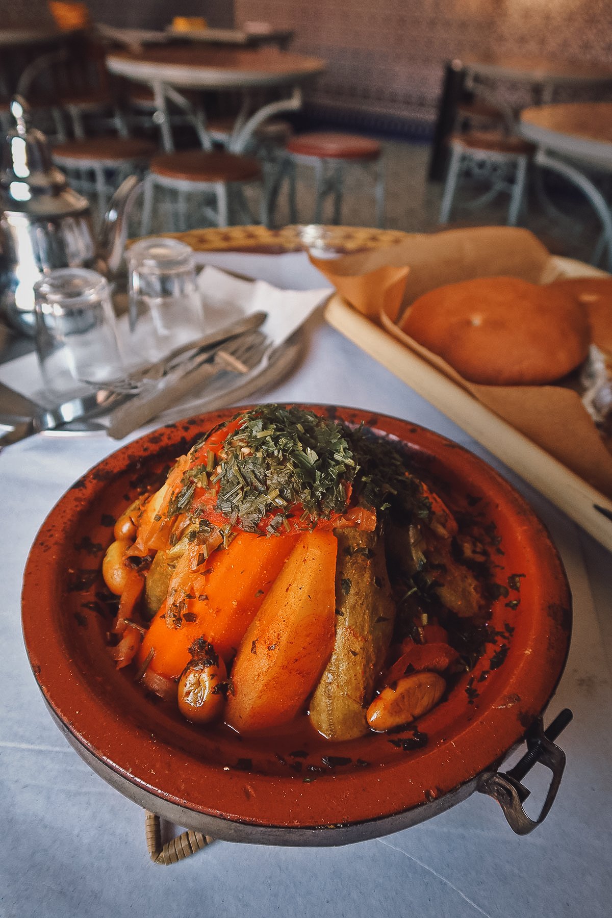 Vegetable tagine at a restaurant in Marrakech