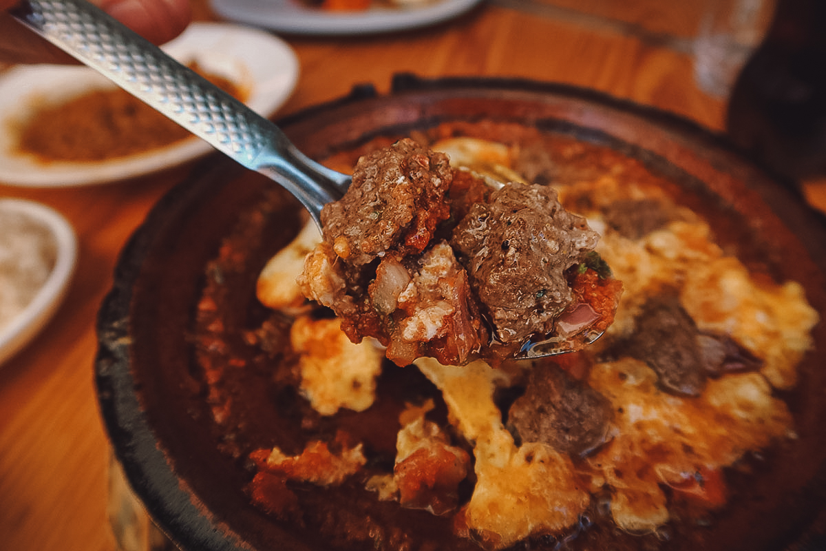 Kefta tagine at a restaurant in Marrakech