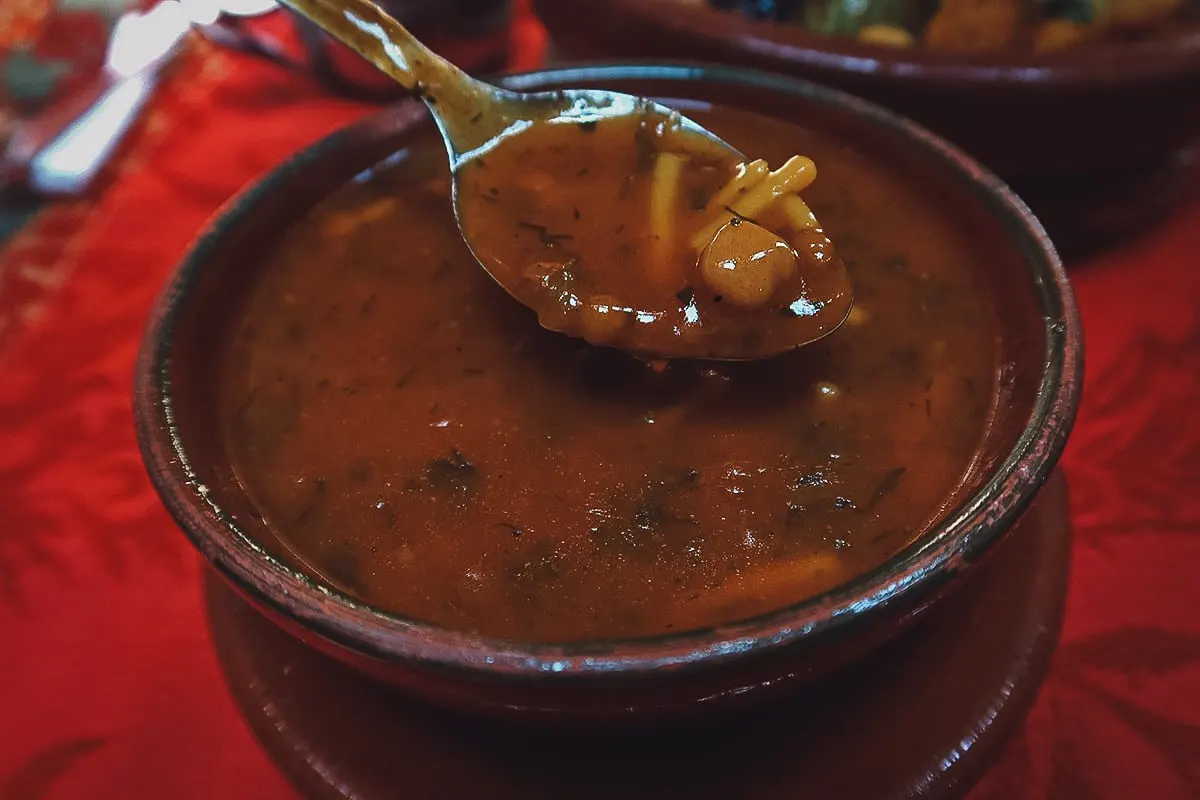 Harira at a restaurant in Marrakech