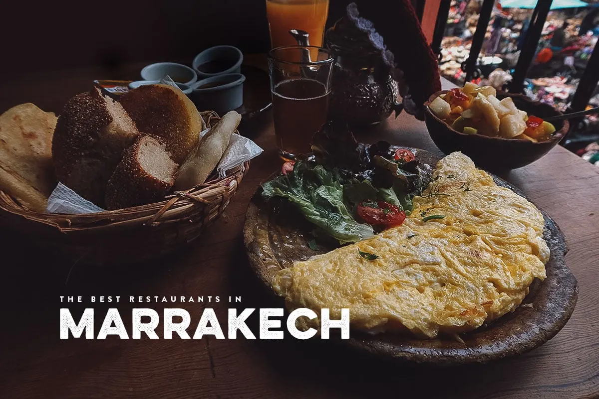 Moroccan breakfast at a restaurant in Marrakech