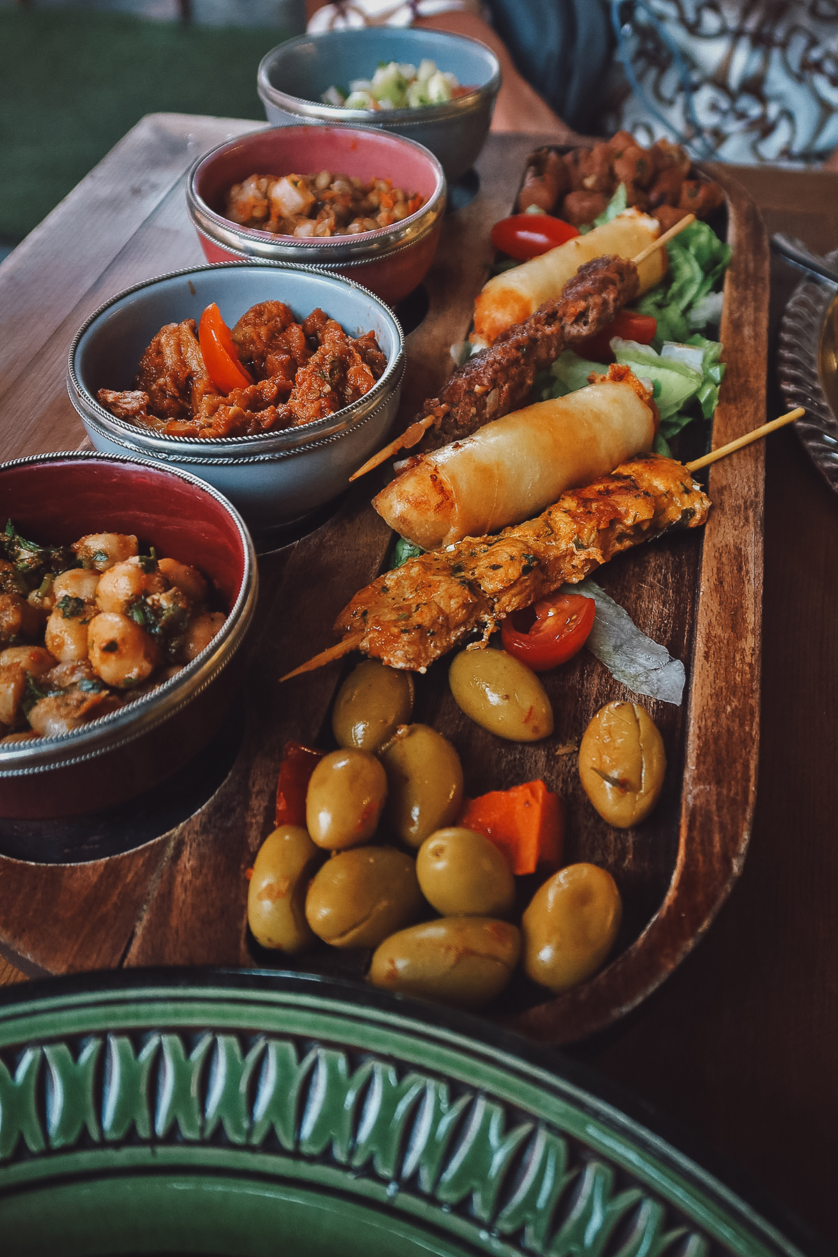 Moroccan platter at a restaurant in Marrakech