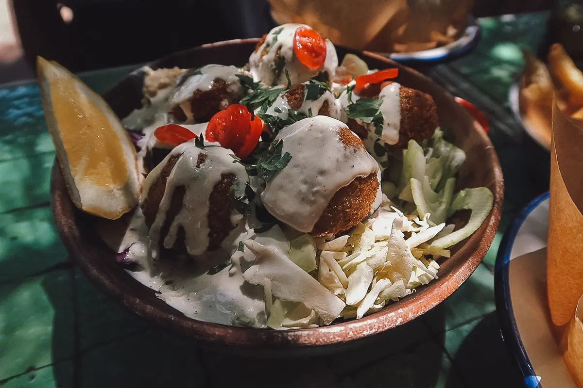 Falafel at a restaurant in Marrakech