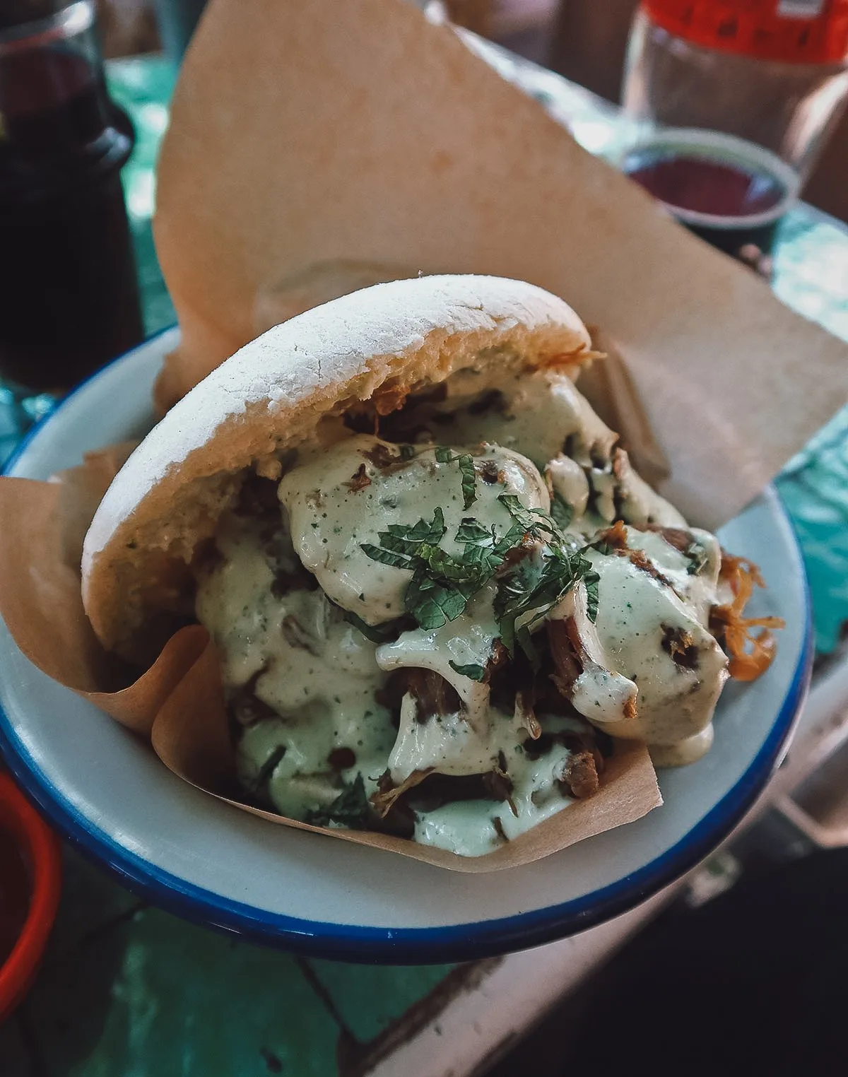 Moroccan sandwich at a restaurant in Marrakech