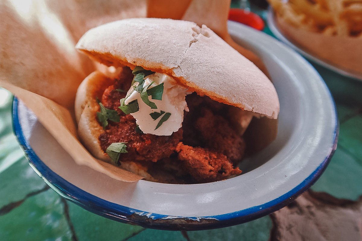 Moroccan sandwich at a restaurant in Marrakech