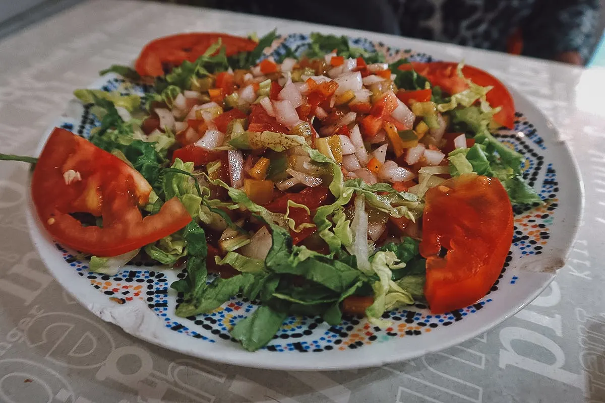 Moroccan salad at a restaurant in Marrakech