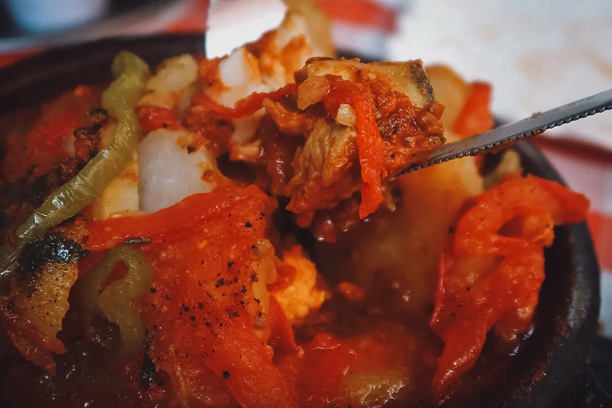 Fish tagine at a restaurant in Marrakech