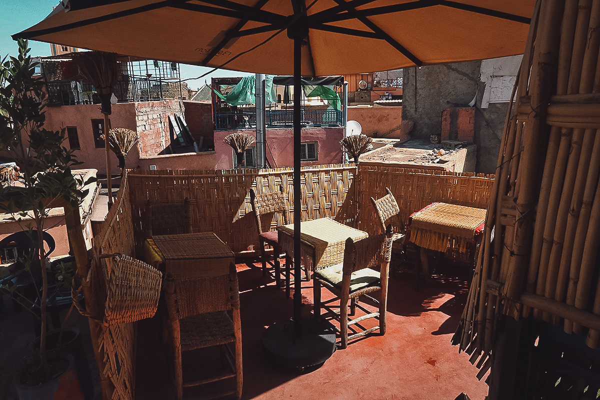 Rooftop seating at Terrasse Bakchich