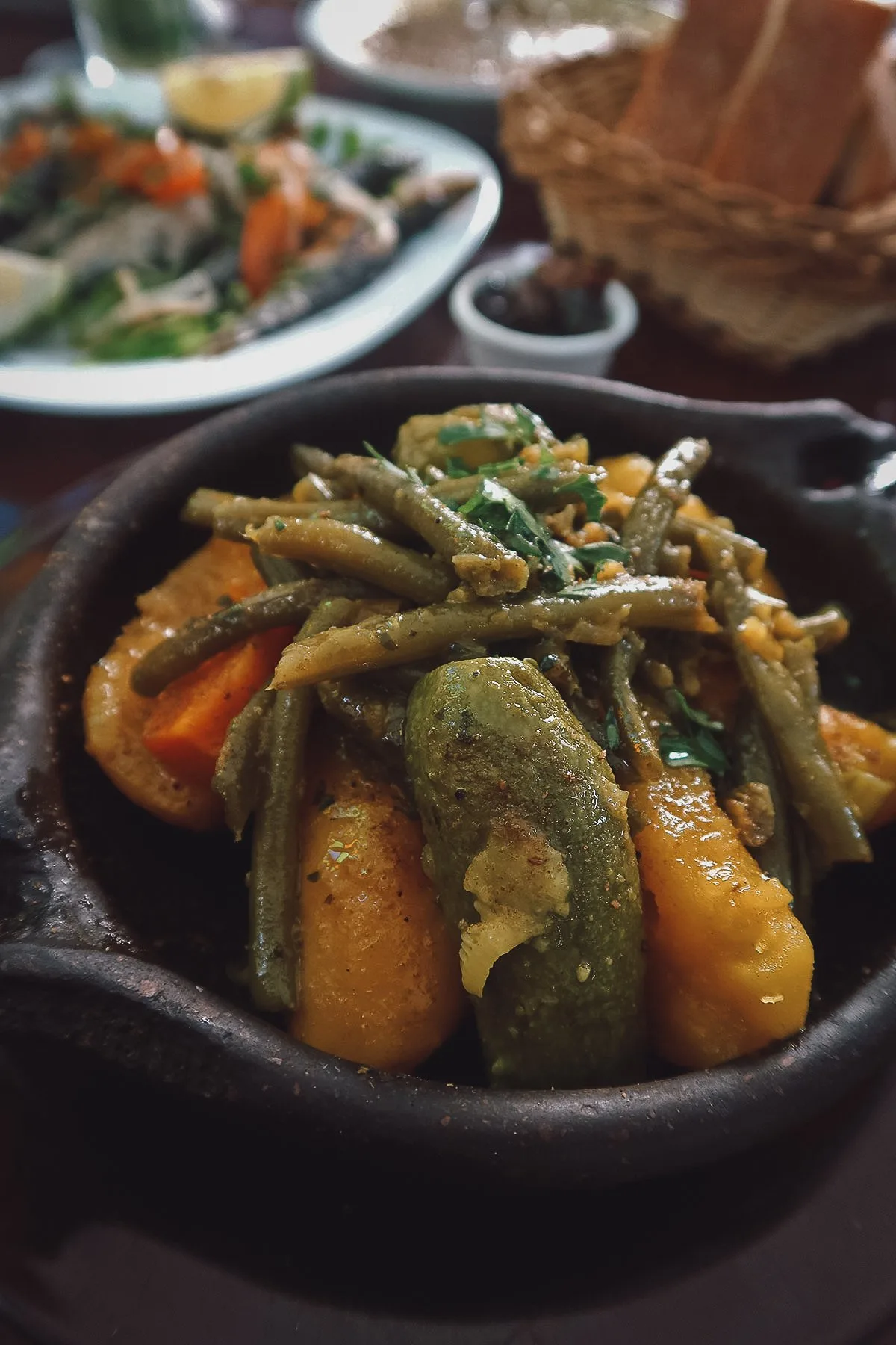 Vegetable tagine at a restaurant in Tangier