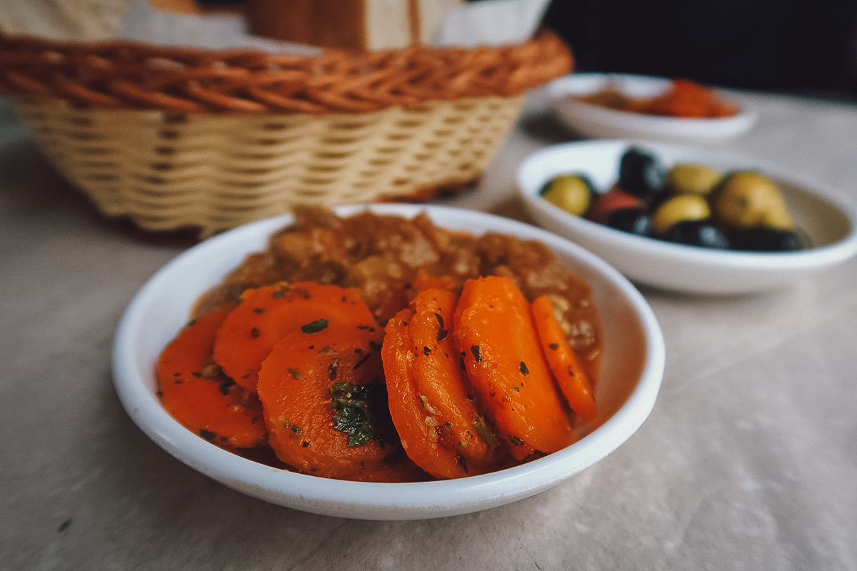 Vegetable dip at a restaurant in Tangier