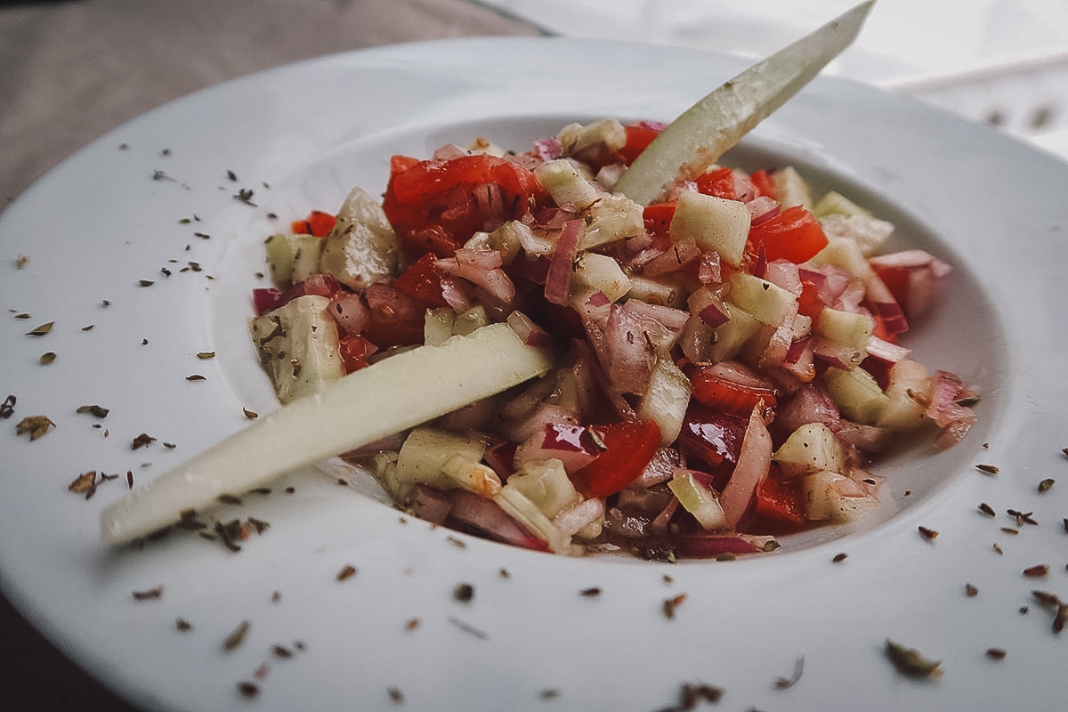 Moroccan salad at a restaurant in Tangier