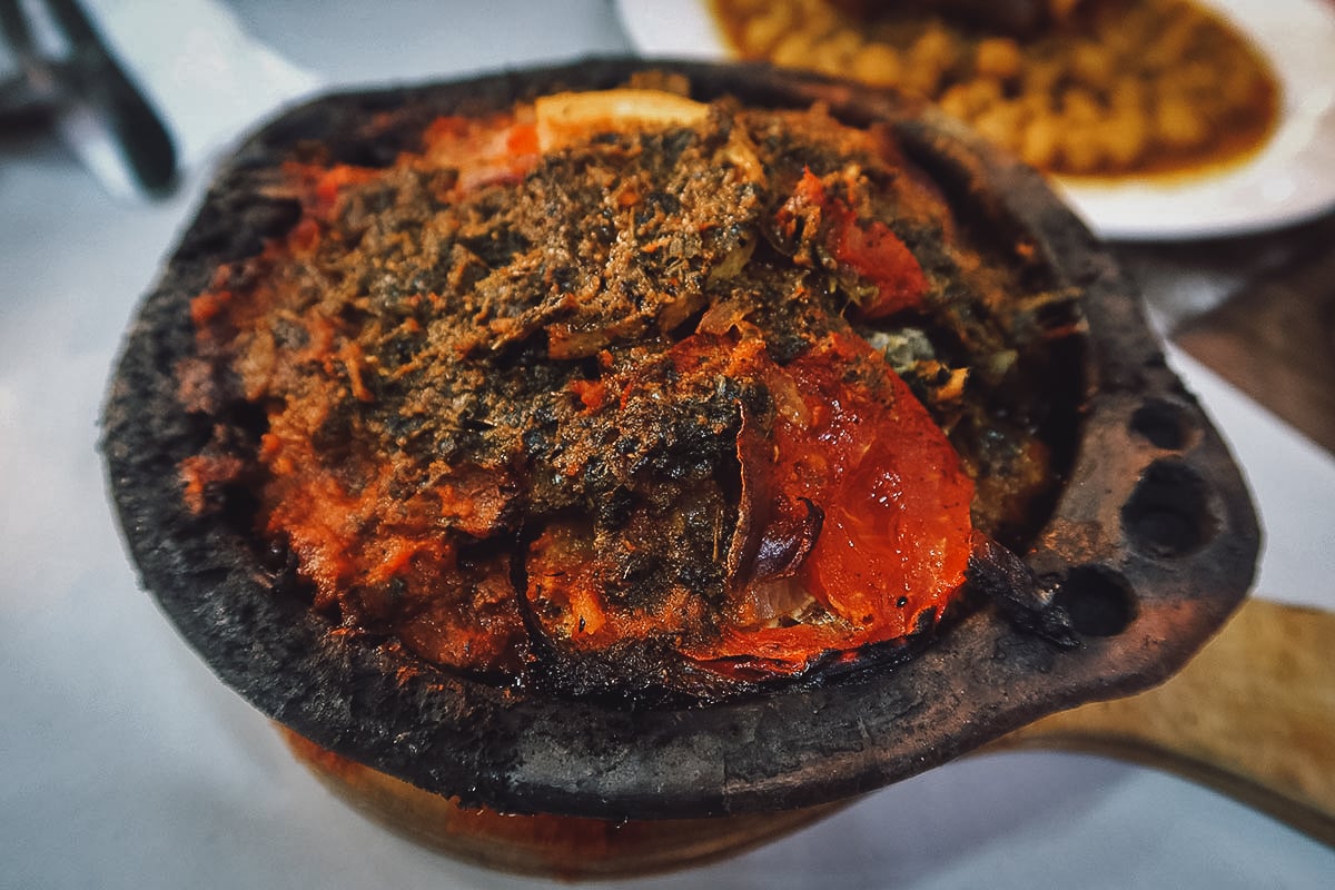 Anchovy tagine at a restaurant in Tangier