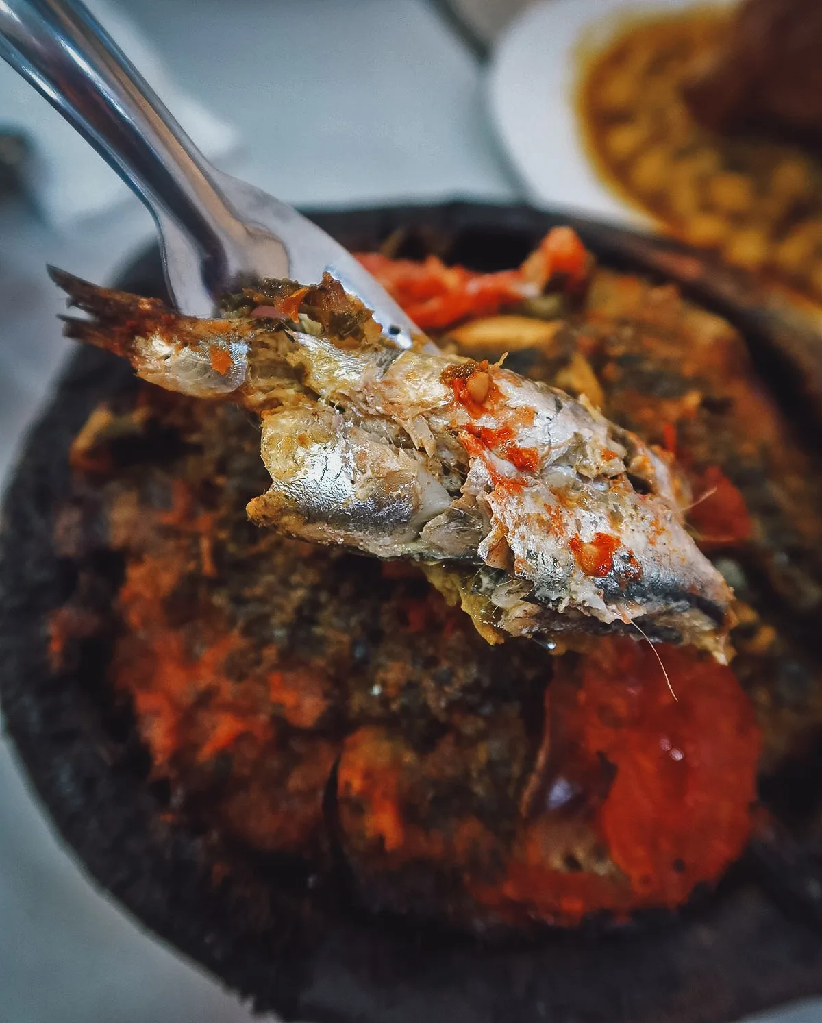 Anchovy tagine at a restaurant in Tangier