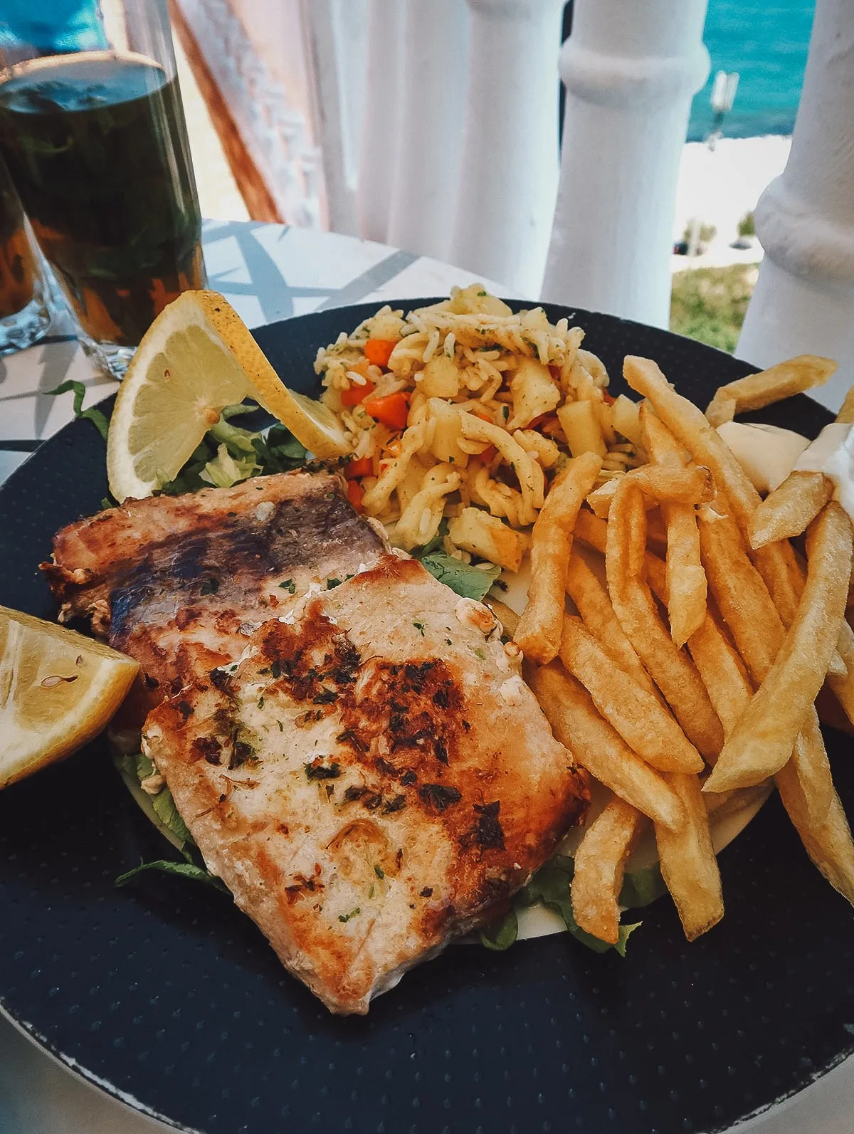 Fish dish at a restaurant in Tangier