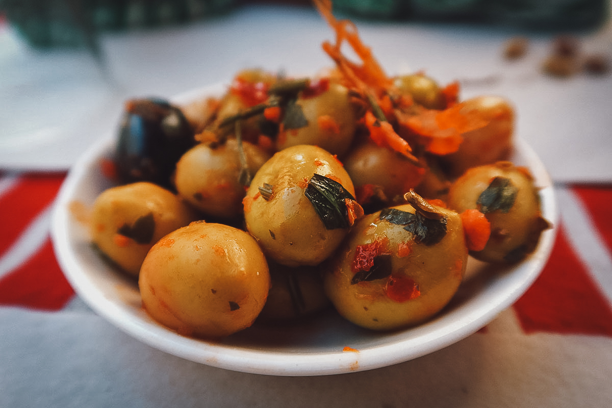 Olives at a restaurant in Tangier