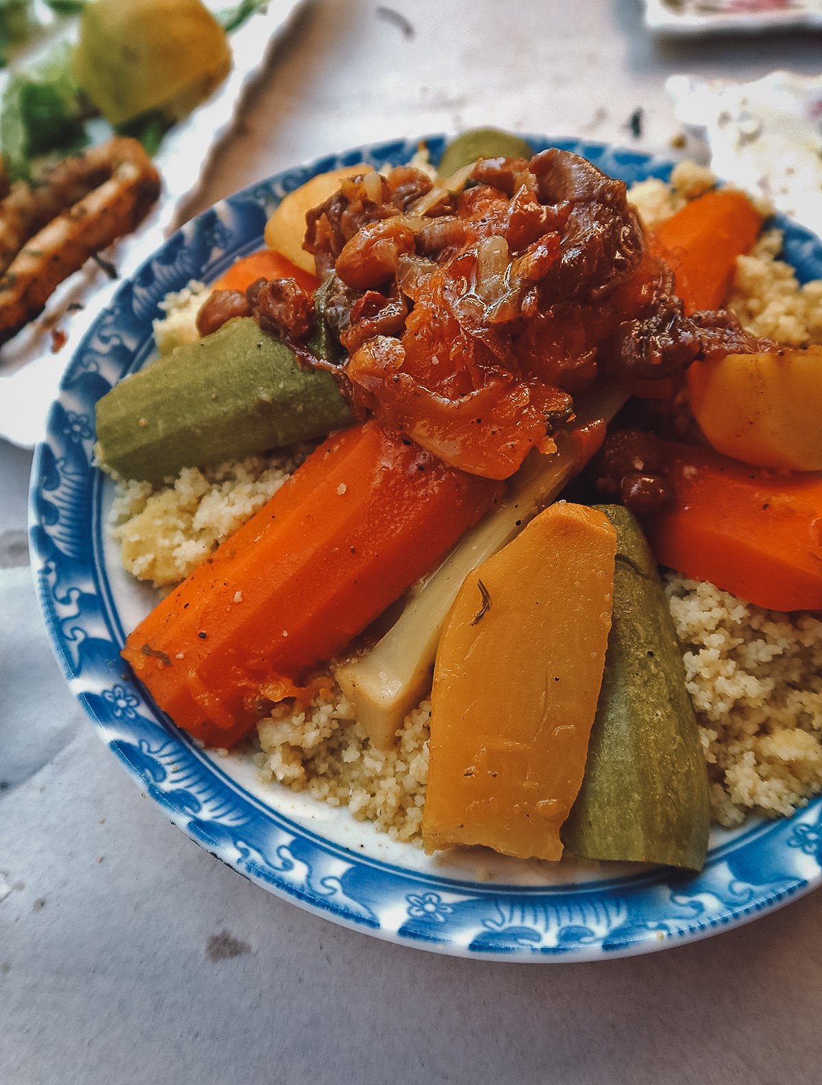 Vegetable couscous at a restaurant in Tangier