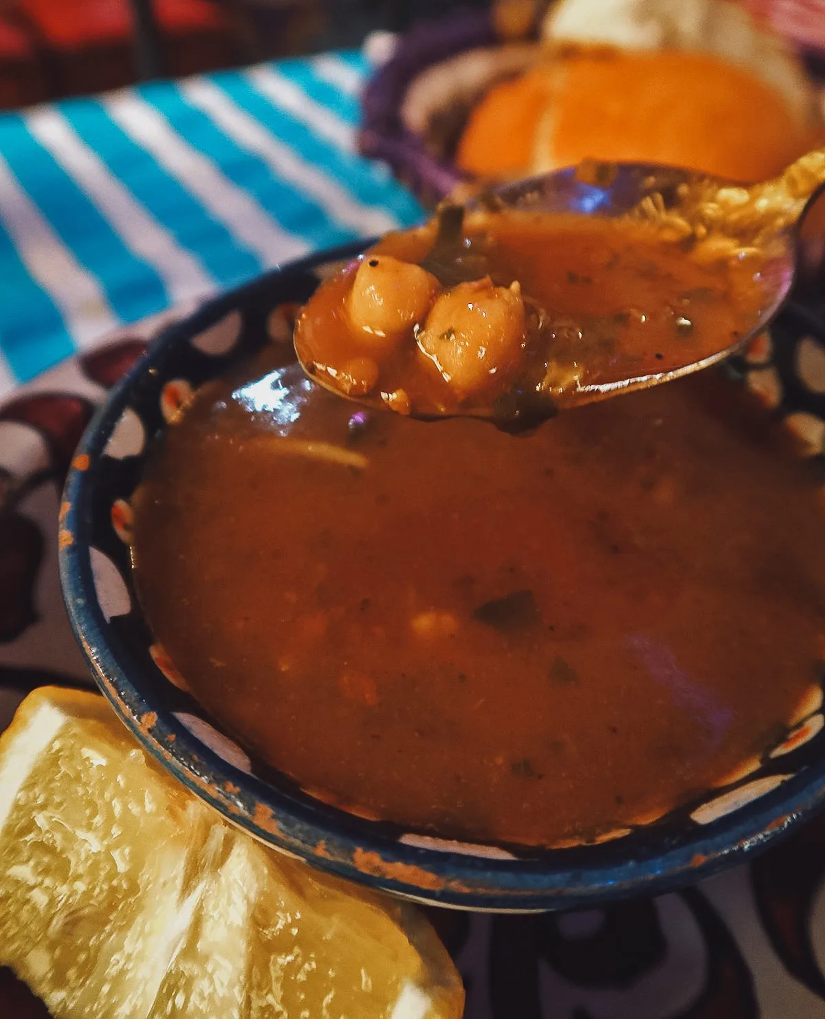 Harira at a restaurant in Tangier