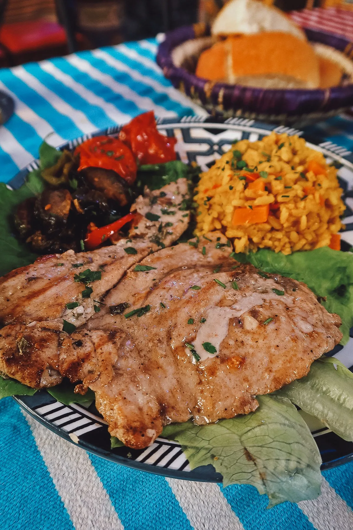 Grilled fish at a restaurant in Tangier