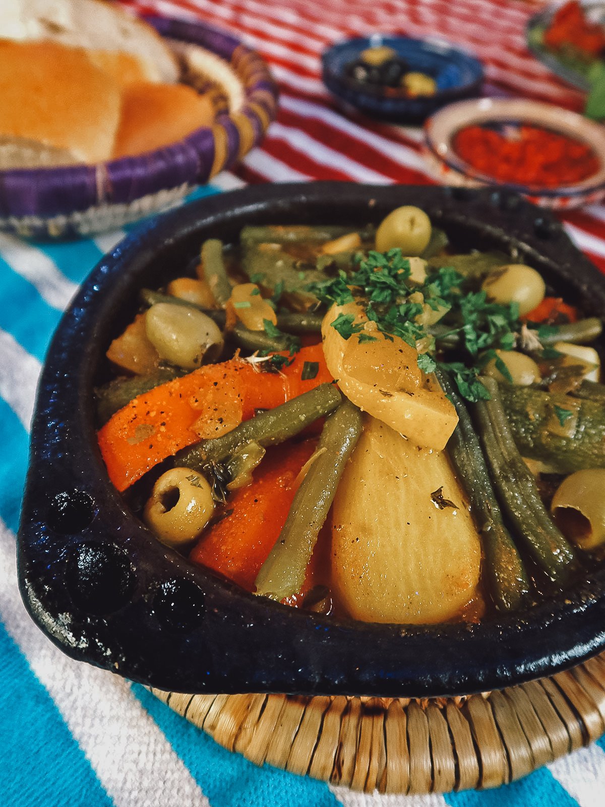 Vegetable tagine at a restaurant in Tangier