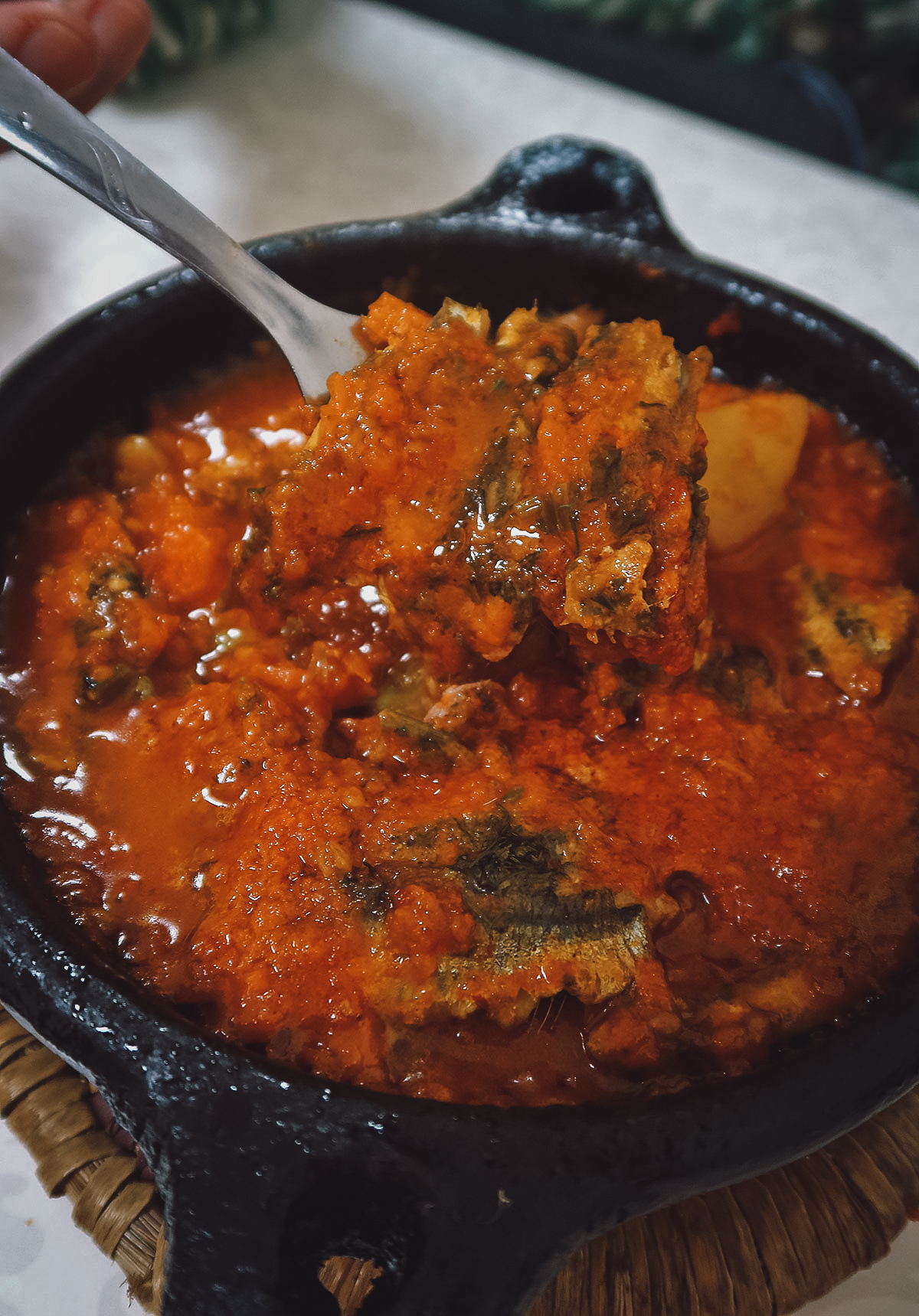 Sardine tagine at a restaurant in Tangier