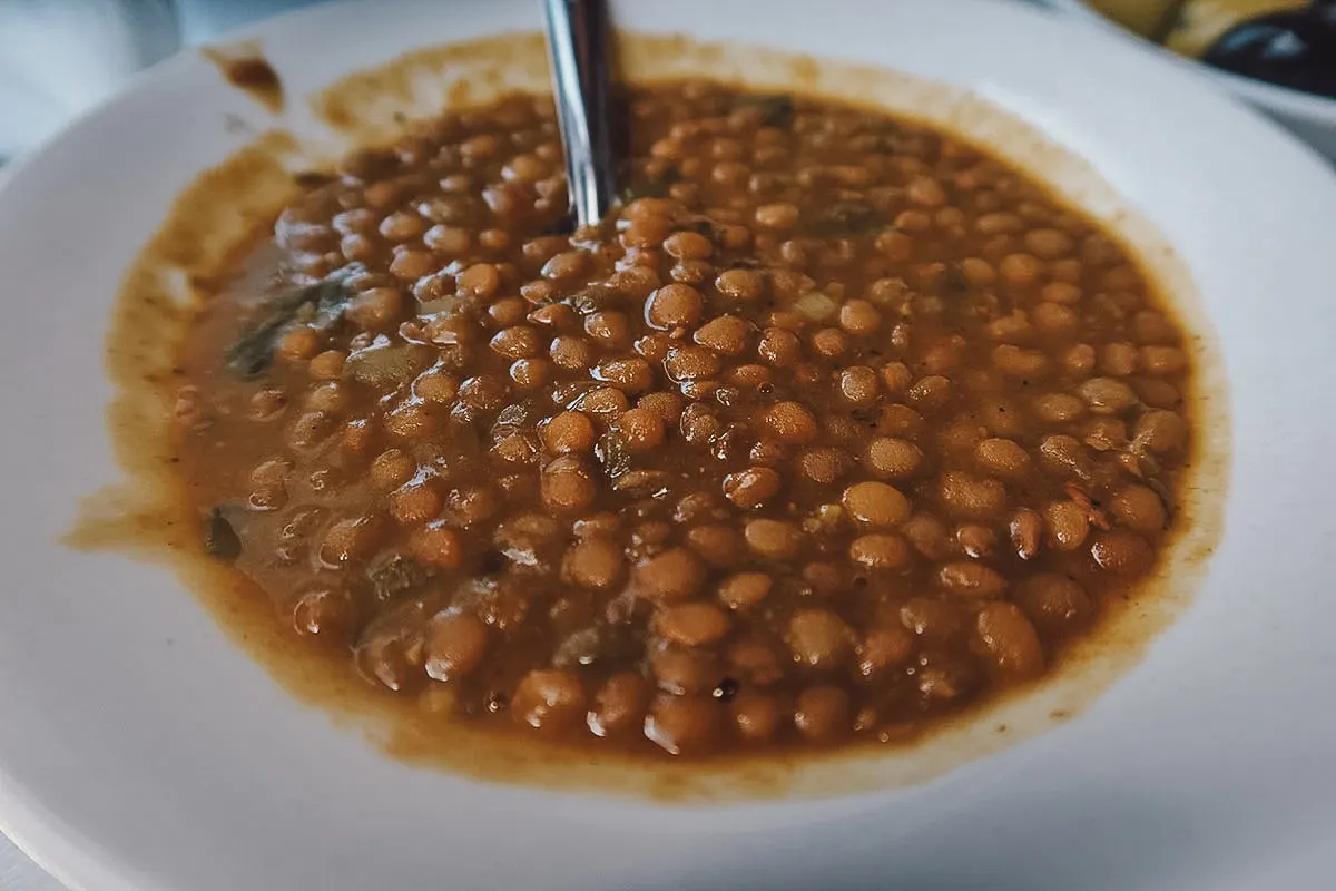 Lentil stew at a restaurant in Tangier