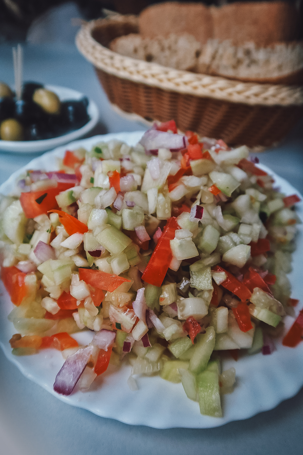 Moroccan salad at a restaurant in Tangier