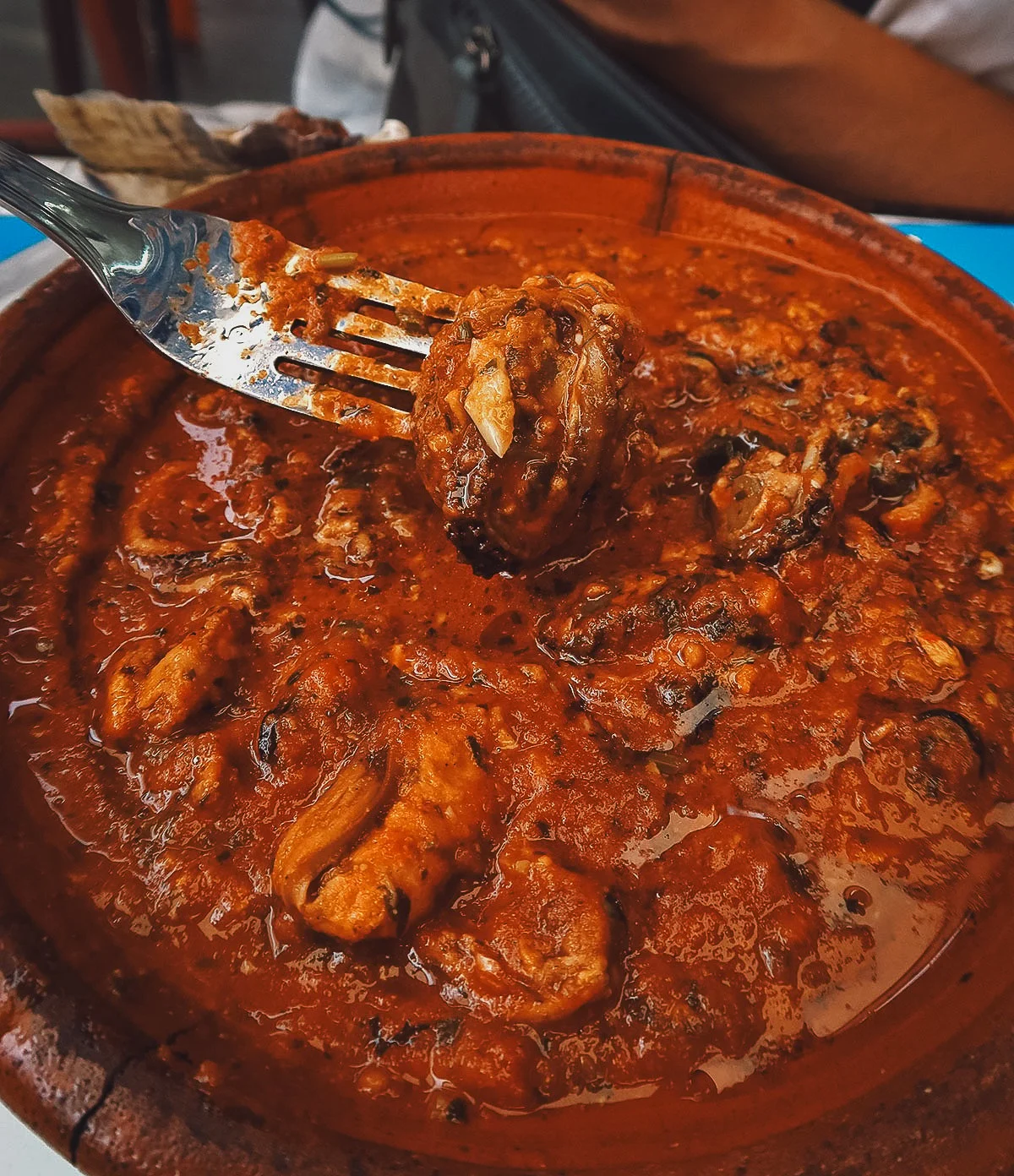 Mussels tagine at a restaurant in Casablanca