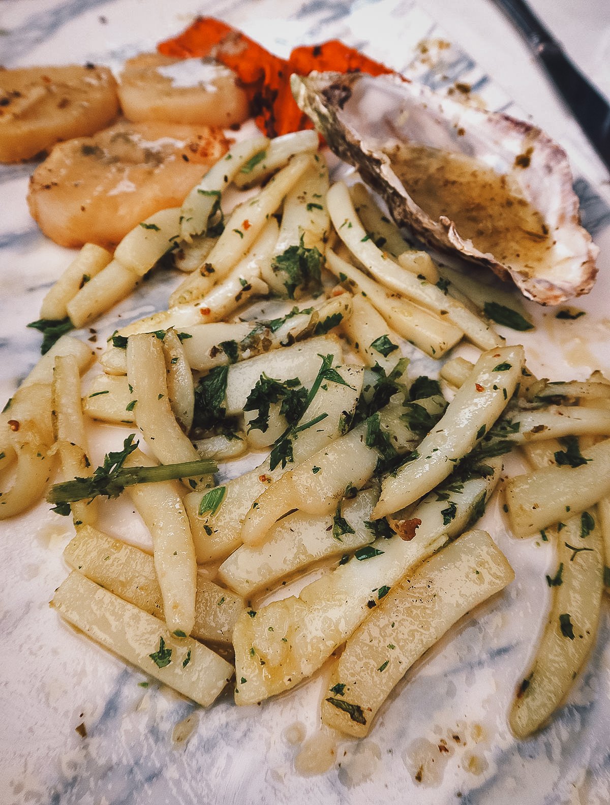 Grilled squid at a restaurant in Casablanca