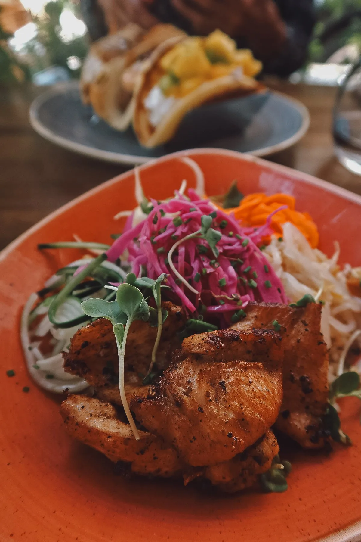 Grilled chicken salad at a restaurant in Casablanca