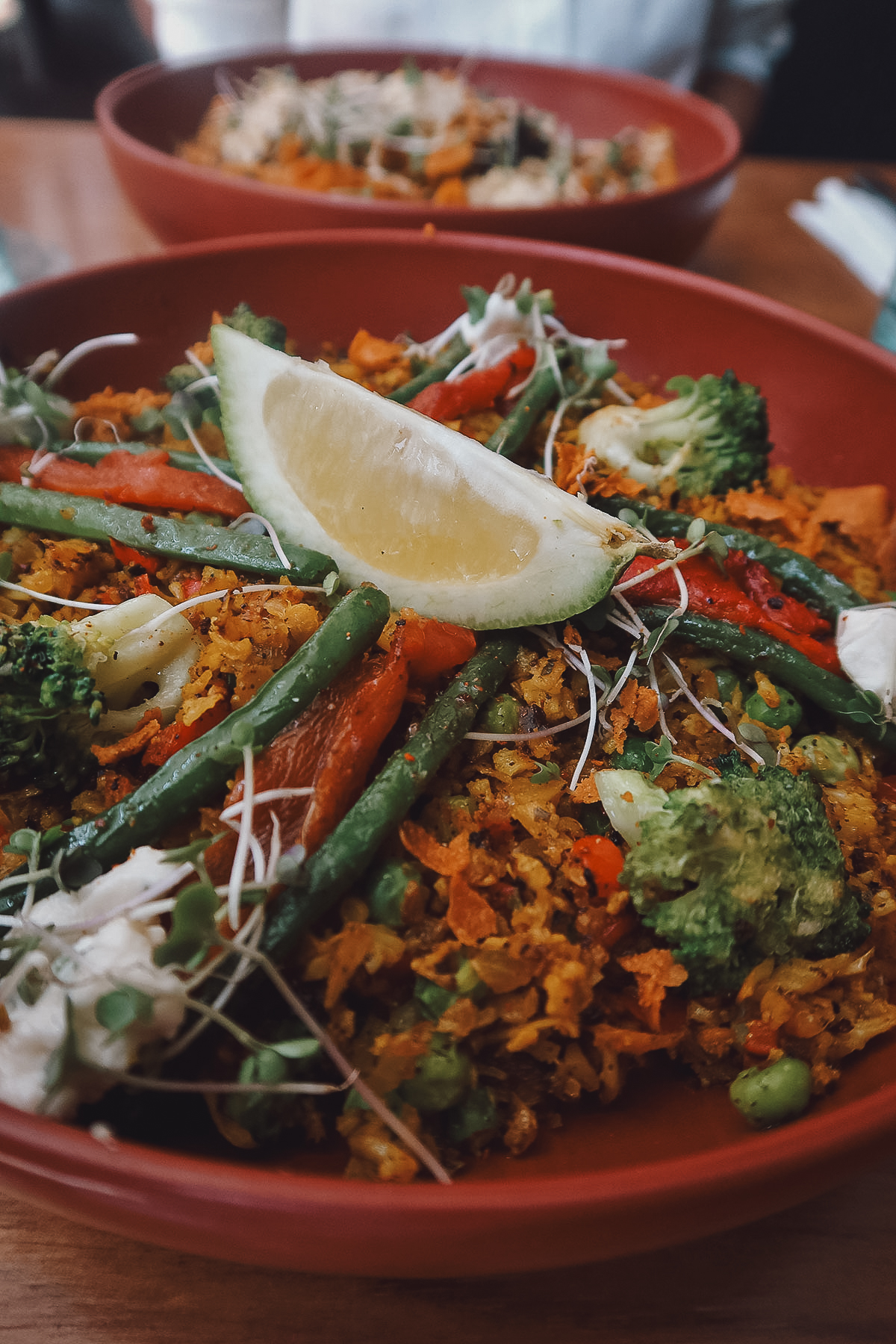 Low-carb paella at a restaurant in Casablanca