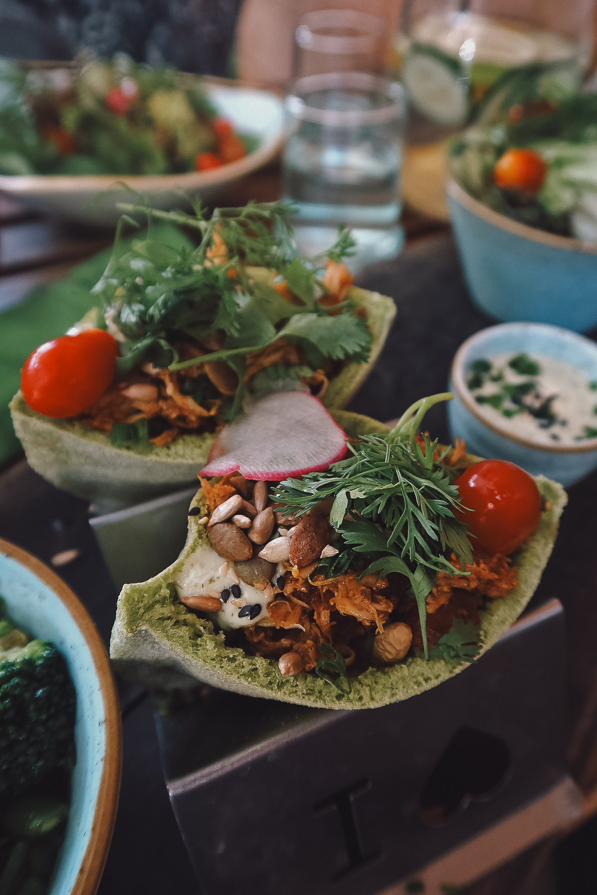 Chicken pita at a restaurant in Casablanca