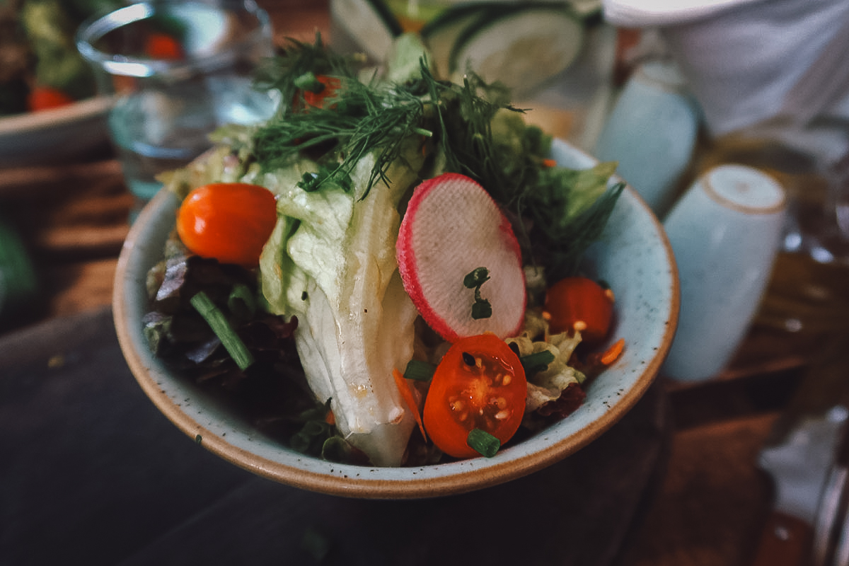 Bowl of vegetables at a restaurant in Casablanca