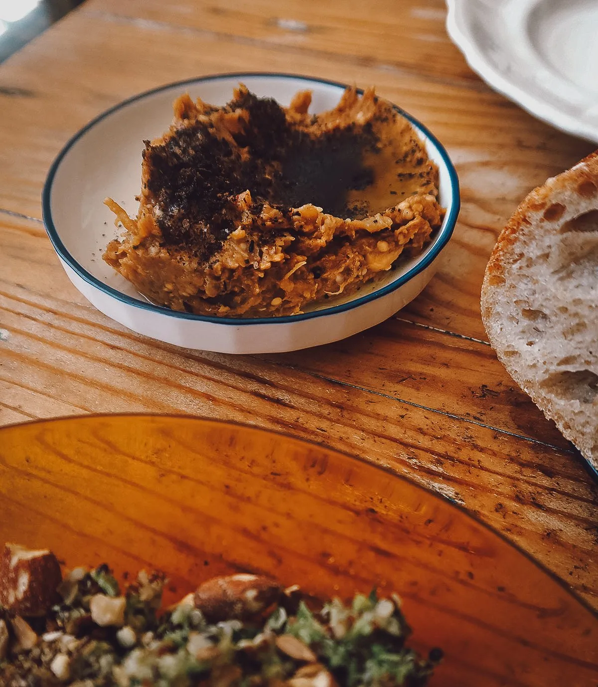 Hummus at a restaurant in Essaouira