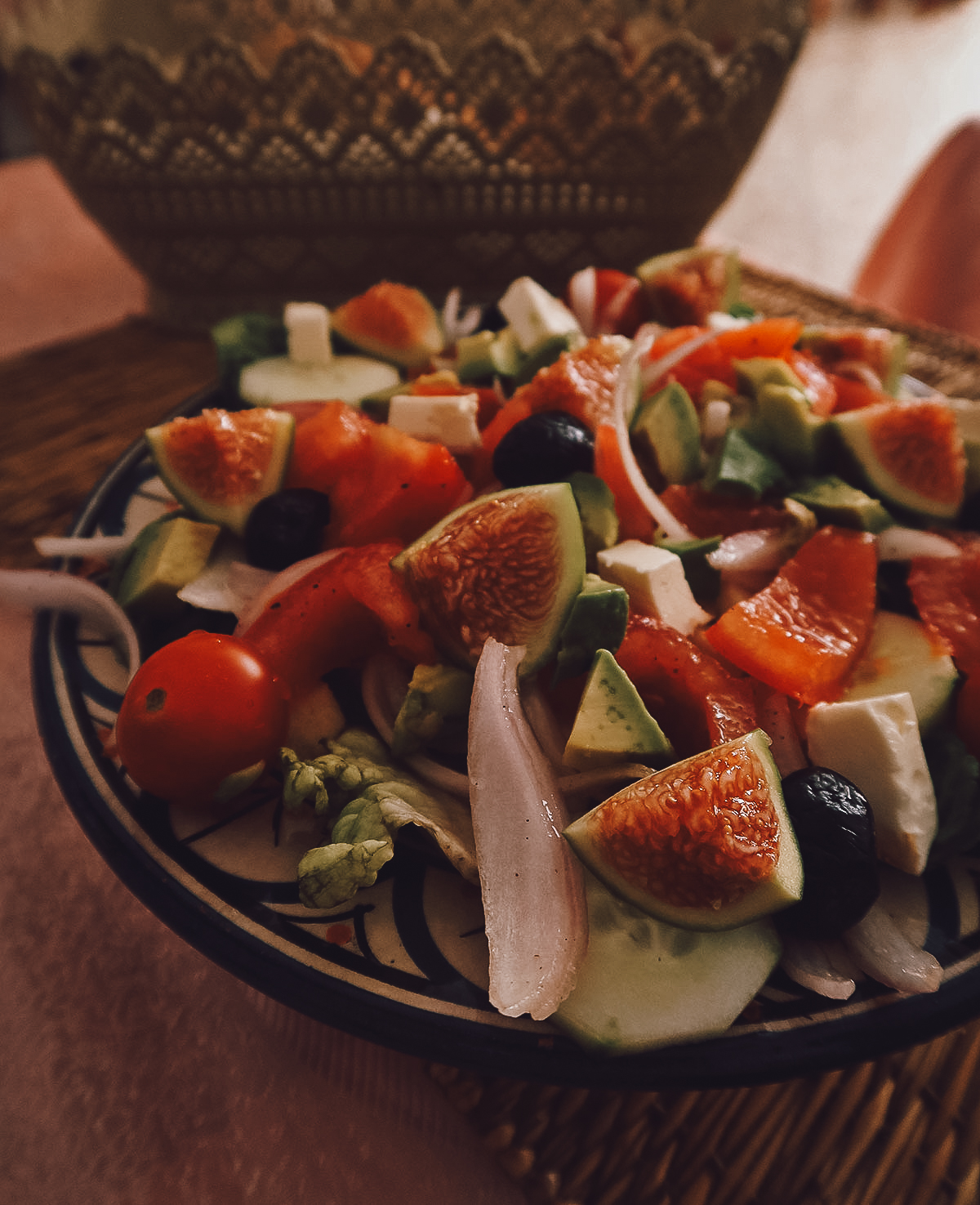 Fig salad at a restaurant in Essaouira