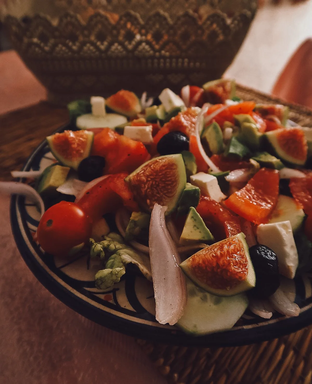 Fig salad at a restaurant in Essaouira