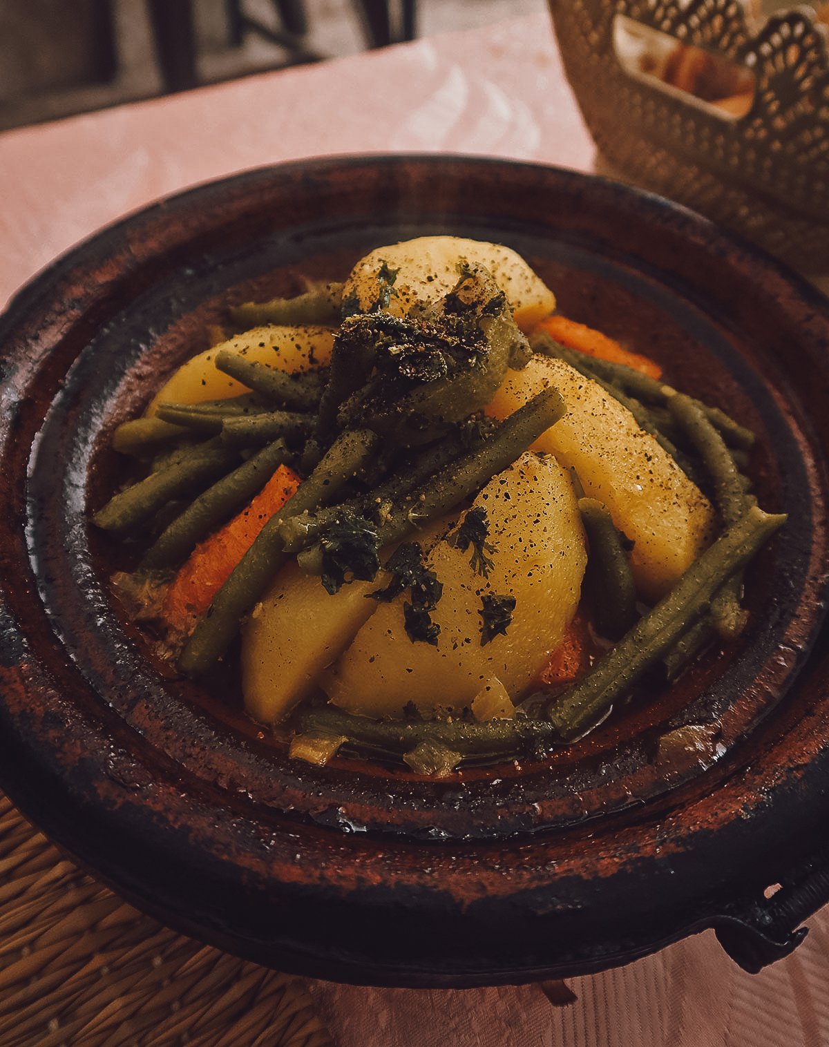 Vegetable tagine at a restaurant in Essaouira