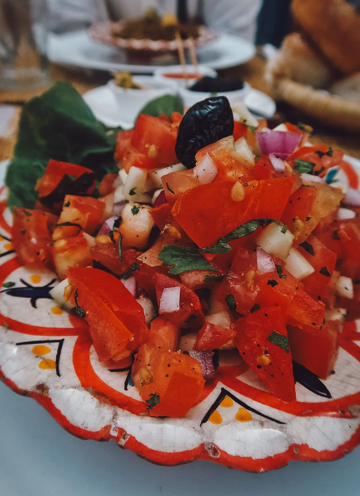 Moroccan salad at a restaurant in Essaouira