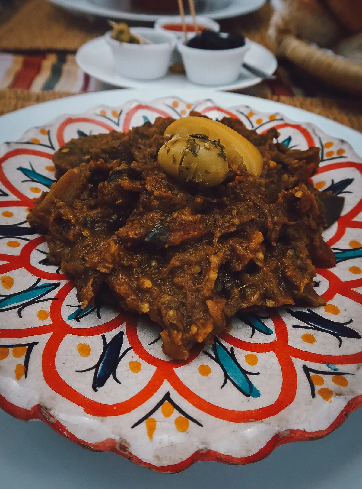 Zaalouk at a restaurant in Essaouira