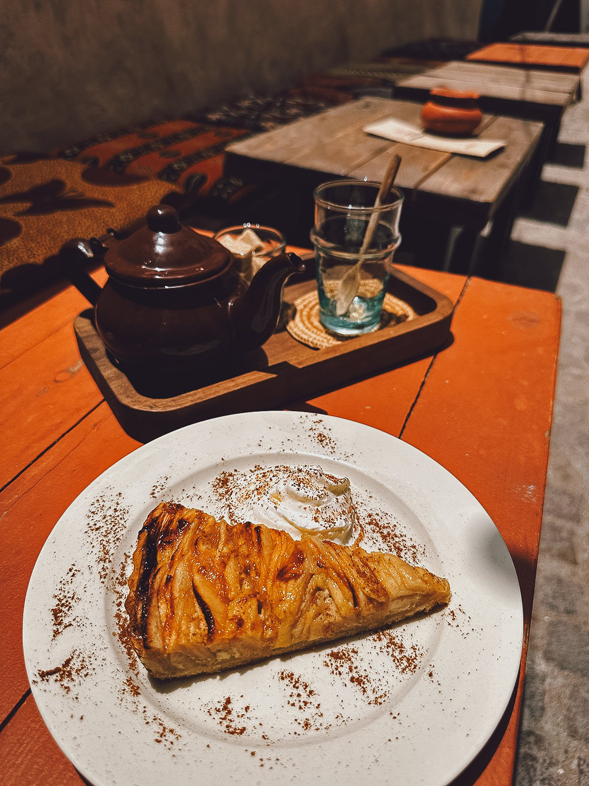 Apple pie at a cafe in Essaouira